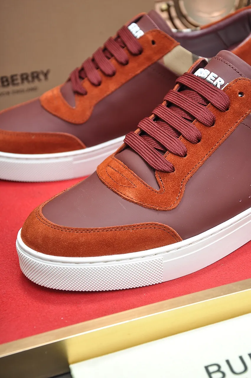 Men's shoes💰480💶[Burberry] (cowhide lining) classic low-top sneakers｜Imported cowhide with classic plaid fabric｜Cow leather lining｜Original outsole｜Fine workmanship and comfortable to wear Size: 38-44 (customized at 45)